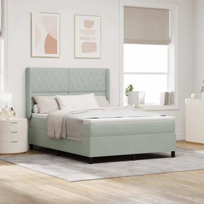 Легло с LED бокс пружина и матрак Светлосиво 160 x 200 cm