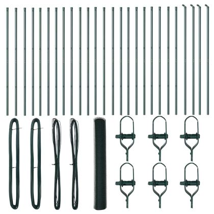 Оградa с колчета Зелен 1.4 x 50 m Покрит със PVC стомана