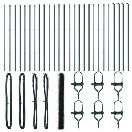 Оградa с колчета Зелен 1.6 x 50 m Покрит със PVC стомана