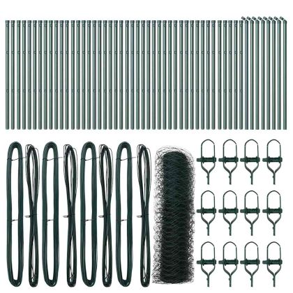 Оградa с колчета Зелен 0.4 x 100 м Покрит със PVC стомана