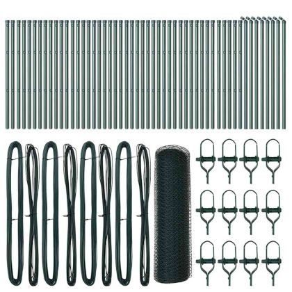 Оградa с колчета Зелен 0.5 x 100 м Покрит със PVC стомана