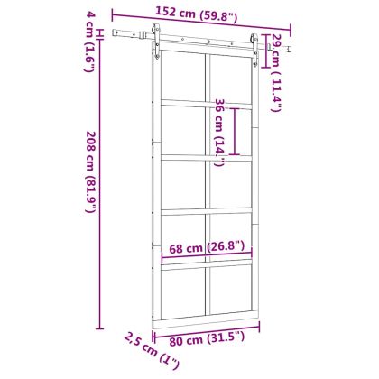 Преплъзваща се врата Кафяво 80 x 208 см Борово дърво масив