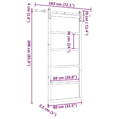 Преплъзваща се врата Кафяво 80 x 208 см Борово дърво масив