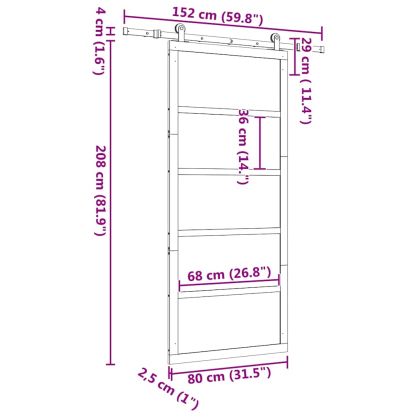 Преплъзваща се врата Кафяво 80 x 208 см Борово дърво масив