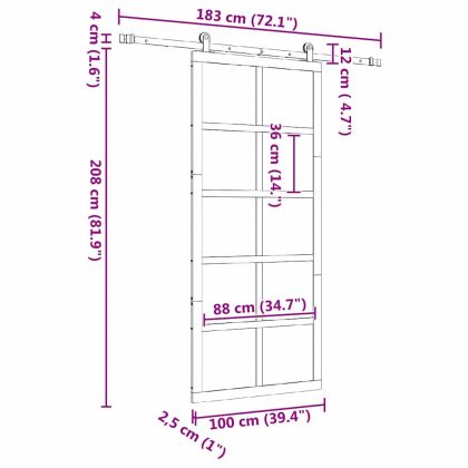 Преплъзваща се врата Кафяво 100 x 208 см Борово дърво масив