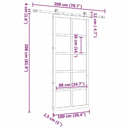 Преплъзваща се врата Кафяво 100 x 208 см Борово дърво масив