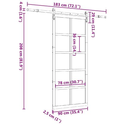 Преплъзваща се врата Кафяво 90 x 208 см Борово дърво масив