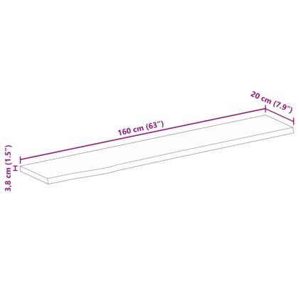 Плот за маса, жив ръб, 160x20x3,8 см, масивно дърво манго
