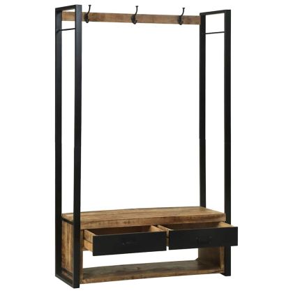 Закачалка за дрехи с чекмедже Кафяво Масивна дървесина от манго