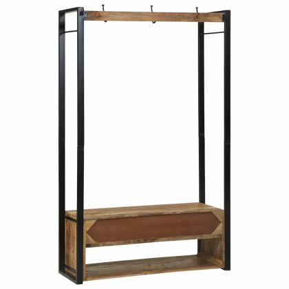 Закачалка за дрехи с чекмедже Кафяво Масивна дървесина от манго