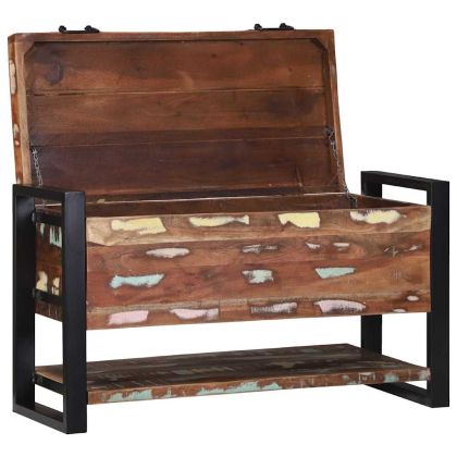 Съхранителна кутия Многоцветен Масивна регенерирана дървесина