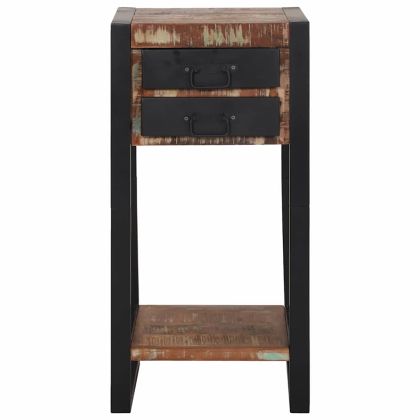 Крайна масичка с рафт Многоцветен Солидна рециклирана дървесина