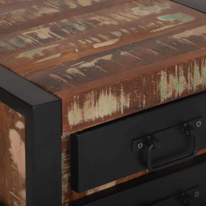 Крайна масичка с рафт Многоцветен Солидна рециклирана дървесина