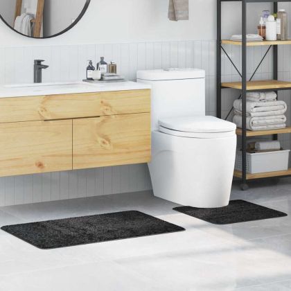 Комплект антислип килими за баня 2 pcs Тъмен сив ПП