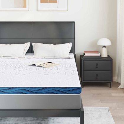 Подложки за матрак Бял и син 140 x 190 cm Гелова мемори пяна