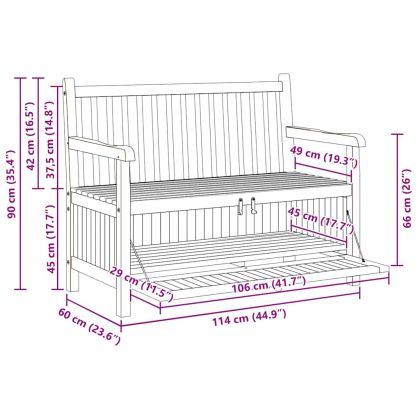 Градинска Пейка за Съхранение Кафяво 114 x 60 x 90 см