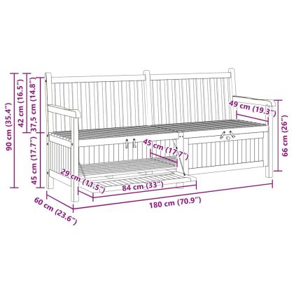 Градинска Пейка за Съхранение Кафяво 180 x 60 x 90 см