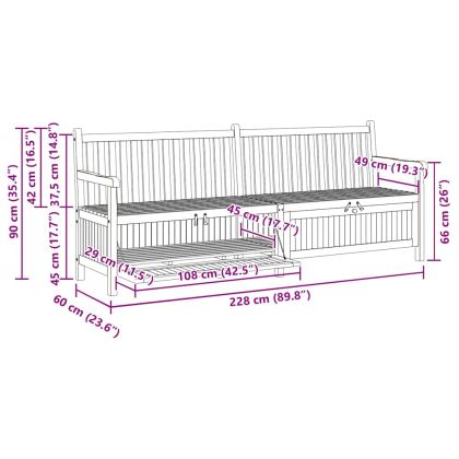 Градинска Пейка за Съхранение Кафяво 228 x 60 x 90 см