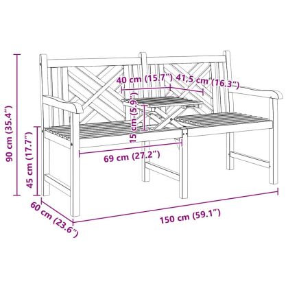 Пейка Друг Кафяво 150 x 60 x 90 см Тиково дърво масив