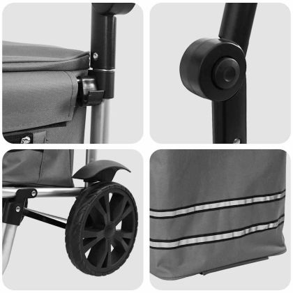 Пазарски тролей Сив 36.5 x 46.5 x 100.5 см Оксфордска тъкан