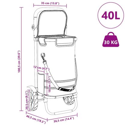 Пазарски тролей Сив 36.5 x 46.5 x 100.5 см Оксфордска тъкан
