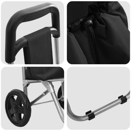 Пазарски тролей Черно 35 x 28 x 92 см Оксфордска тъкан