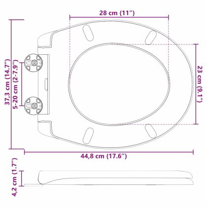 Бързо освобождаваща тоалетна седалка Сив 44.8 x 37.3 x 4.2 см