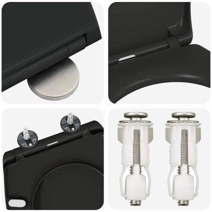 Бързо освобождаваща тоалетна седалка Черно 44.8 x 37.3 x 4.2 см