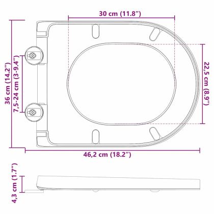 Бързо освобождаваща тоалетна седалка Сив 46.2 x 36 x 4.3 см