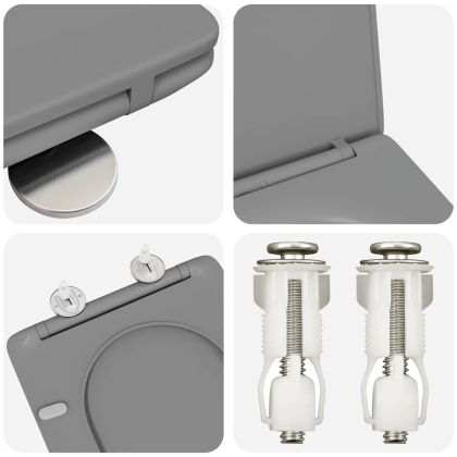 Бързо освобождаваща тоалетна седалка Сив 44 x 36.4 x 3.4 см