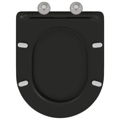 Бързо освобождаваща тоалетна седалка Черно 44 x 36.4 x 3.4 см
