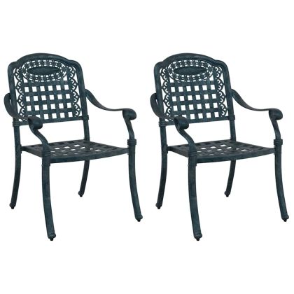 Градински стол 2 pcs Зелен 55 x 56.5 x 91 см Алуминий