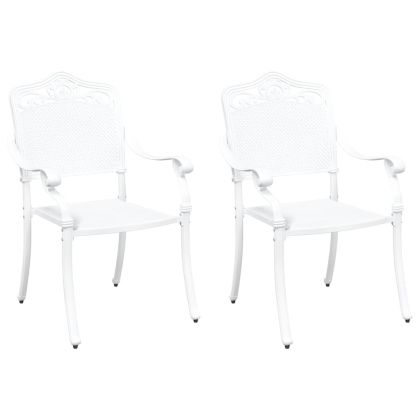 Градински стол 2 pcs Бяло 55 x 56.5 x 91 см Алуминий