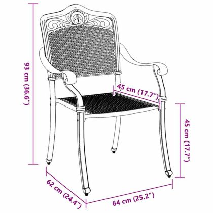 Градински стол 2 pcs Зелен 55 x 56.5 x 91 см Алуминий