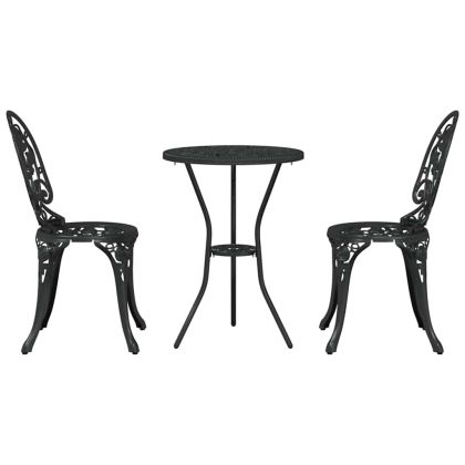 Градински бистро комплект 3 pcs Черно Алуминий