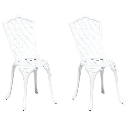 Градински стол 2 pcs Бяло 55 x 56.5 x 91 см Алуминий