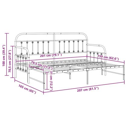 Рамка за легло за ден с таблото Черно 80 x 200 cm Стомана