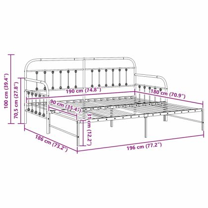 Рамка за легло за ден Бяло 90 x 190 cm