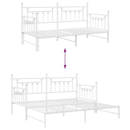 Рамка за легло за ден с таблото Бяло 90 x 190 cm Стомана
