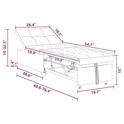Диван легло Светлосиво 194 x 67 x 37 см текстил