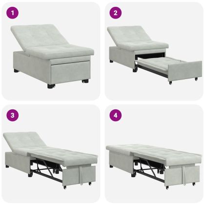 Разтегателен диван Светлосиво 67 x 194 x 38 см Кадифе