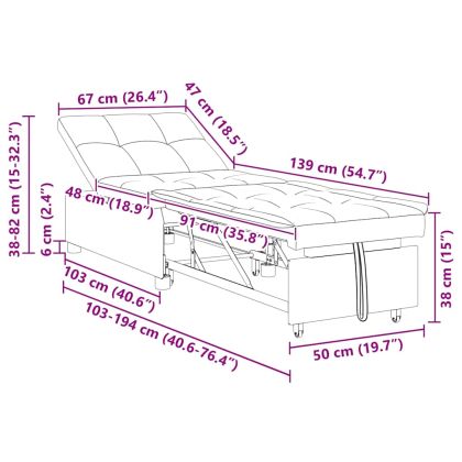 Разтегателен диван Крем 67 x 194 x 38 см Кадифе