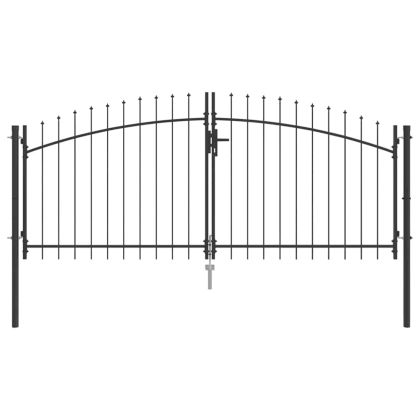 Градинска врата с заключване Сив 100 x 300 cm Стомана