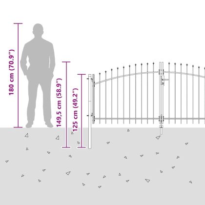 Градинска врата с заключване Сив 100 x 300 cm Стомана