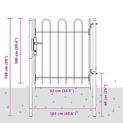 Врата за ограда Сив 100 x 100 cm Прахово боядисана стомана