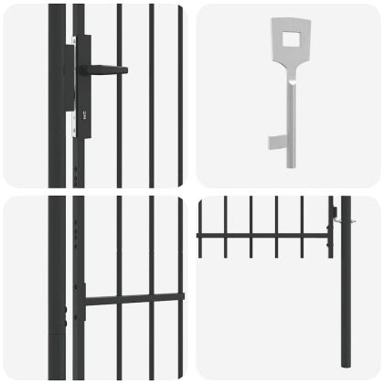 Врата за ограда Сив 100 x 150 cm Прахово боядисана стомана