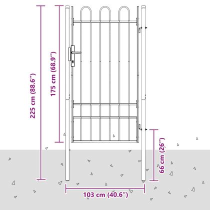 Врата за ограда Сив 100 x 175 cm Прахово боядисана стомана