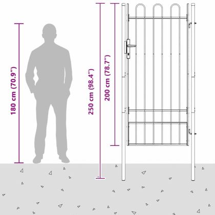 Врата за ограда Сив 100 x 200 cm Прахово боядисана стомана