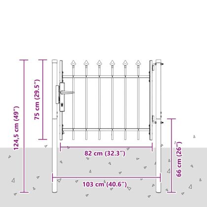 Врата за ограда Сив 100 x 75 cm Прахово боядисана стомана