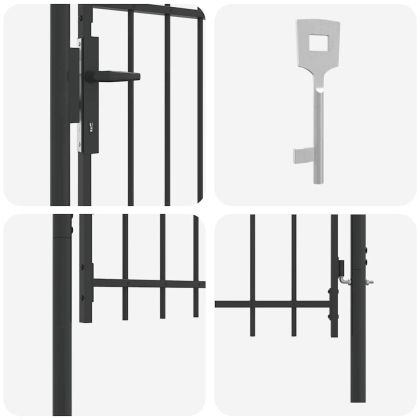 Врата за ограда Сив 100 x 100 cm Прахово боядисана стомана